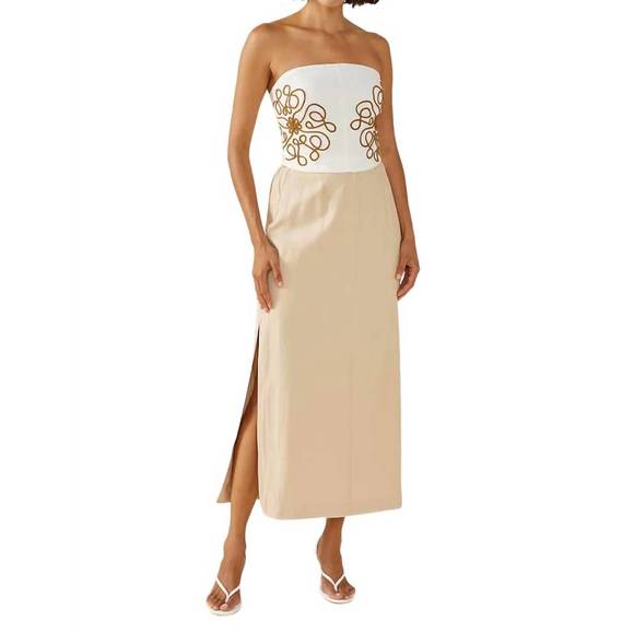 NEW MON RENN diego maxi skirt in biscuit - Picture 1 of 4